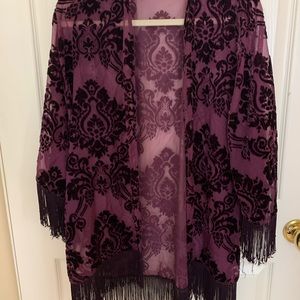 Sheer Velvet Fringe Shawl / Cardigan